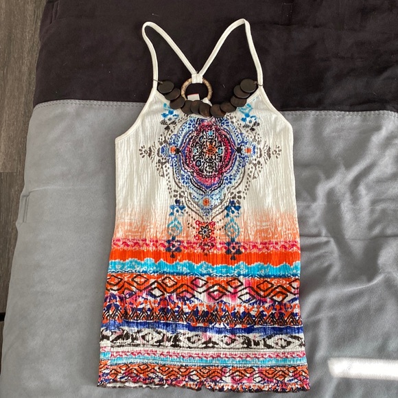 Boho multicolour camisole with wooden beads - Picture 1 of 16